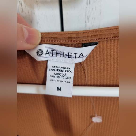 Nwot Athleta Midi Dress Brown Medium - Picture 3 of 5